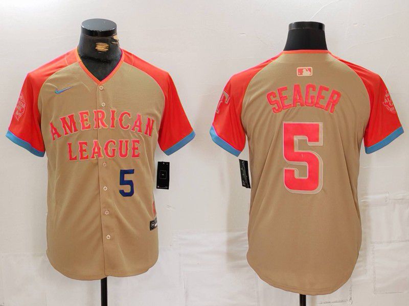Men Texas Rangers #5 Seager Orange All star 2024 Nike MLB Jersey style 2->youth mlb jersey->Youth Jersey